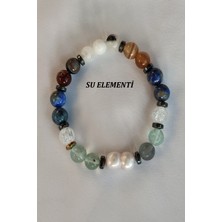 Bade Accessories 8 mm Su Elementi Doğaltaş Bileklik (Ay Taşı, Akik, Lapis Lazuli, Necef, Florit,hematit)