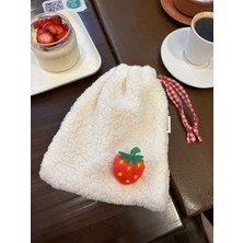 Sumicorn Design Sevimli Peluş Pötikareli Astarlı,büzgülü,ipli,düzenleyici Kese,makyaj Çantası