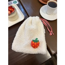 Sumicorn Design Sevimli Peluş Pötikareli Astarlı,büzgülü,ipli,düzenleyici Kese,makyaj Çantası