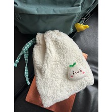 Sumicorn Design Sevimli Peluş Pötikareli Astarlı,büzgülü,ipli,düzenleyici Kese,makyaj Çantası