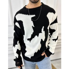 Kazak Çift Kat Örme Natural Pamuk Kazak Yırtık Detaylı Lazer Kesim Salaş Triko Kazak