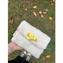 Sumicorn Design Sevimli Peluş Pötikare Astarlı Yıkanabilir Çıtçıt Detaylı Ped Çantası,cüzdan,çanta Içi Düzenleyici