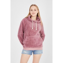 Grody Grody.tunisex Kapüşonlu Peluş Sweatshirt Hoody Gül Kurusu