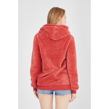 Grody Grody.t  Kapüşonlu Peluş Sweatshirt Hoody Nar Rengi