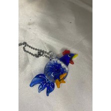 Rahan Feng Shui Koruyucu Horoz Kolye Marone Italyan Cam Özel Üretim Koyu Mavi