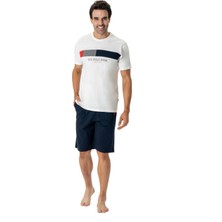 U.S. Polo Assn. Erkek Ekru Yuvarlak Yaka Şort Takımı