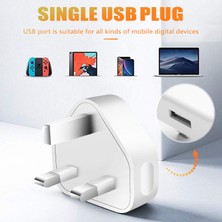 Sunshinee Evrensel USB Ingiltere Tak 3 Pin Duvar Şarj Adaptörü USB Bağlantı Noktalı Seyahat Şarj Cihazı Telefon Için Şarj (1 Bağlantı Noktası) (Yurt Dışından)