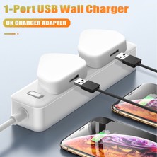 Sunshinee Evrensel USB Ingiltere Tak 3 Pin Duvar Şarj Adaptörü USB Bağlantı Noktalı Seyahat Şarj Cihazı Telefon Için Şarj (1 Bağlantı Noktası) (Yurt Dışından)