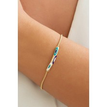 By Milo Jewellery 14 Ayar Altın Mineli Nazar Bileklik