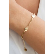 By Milo Jewellery 14 Ayar Altın Kalpli Bileklik