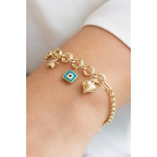 By Milo Jewellery 14 Ayar Altın Mineli Charm Bileklik