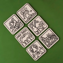 Bella Maison Keith Haring 6'lı Bardak Altlığı Siyah (10X10 Cm)