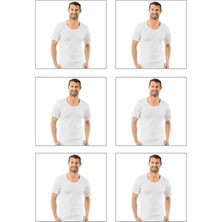 Özkan Underwear 0115 6'lı Paket  Erkek Ribana Bisiklet Yaka Yarım Kol Fanila