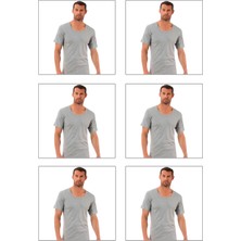 Özkan Underwear 0115 6'lı Paket  Erkek Ribana Bisiklet Yaka Yarım Kol Fanila