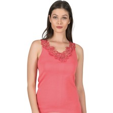 Özkan Underwear 2001 Kadın Pamuklu Ribana Dantelli Güpürlü Manolya Atlet