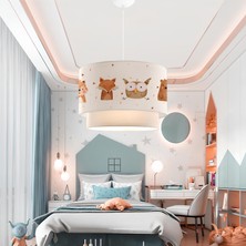 Homing Kids Kumaş Baskılı Pasta Çocuk Odası Sarkıt Baykuş Desenli