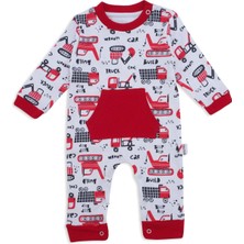 Bebelop Erkek Bebek Dozer Araç Baskılı Desenli Önü Cepli Tulum