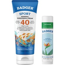 Badger Clear Zinc Kokusuz Güneş Kremi SPF40 87 ml 1 Adet + Badger Outdoor Crean Stick 17 gr
