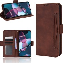 Bdt Shop Motorola Moto Edge X30 ile Uyumlu Kickstand Koruyucu, Kredi Kartı Tutacağı Pu Deri Darbeye Dayanıklı Telefon Kılıfı (Yurt Dışından)