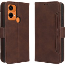 Bdt Shop Oukitel C33 ile Uyumlu Kickstand Koruyucu, Kredi Kartı Tutacağı Pu Deri Darbeye Dayanıklı Telefon Kılıfı (Yurt Dışından)