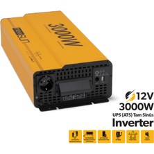 Mexxsun 12V VOLT-3000W Watt Ups Tam Sınüs Inverter ( Ekranlı )