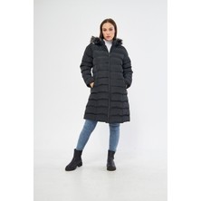 Elegant Life Kadın Orman Yeşili Şişme Uzun Mont Kaban Parka