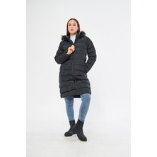 Elegant Life Kadın Orman Yeşili Şişme Uzun Mont Kaban Parka