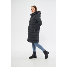Elegant Life Kadın Orman Yeşili Şişme Uzun Mont Kaban Parka