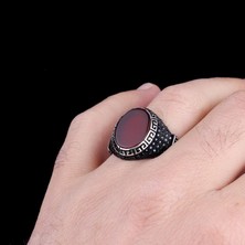 Tesbih Sepetim Oval Model Akik Taşlı 925 Ayar Gümüş Yüzük