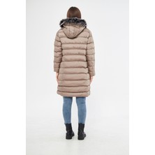 Elegant Life Kadın Bej Renk Şişme Uzun Mont Kaban Parka