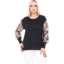 Modayız Siyah Esnek Büyük Beden Bluz 18B-2503