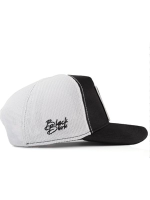 Black Börk V2 Trucker Hustle - 2 Kod Logolu Unisex Siyah-Beyaz Cordura Kumaş Şapka (Cap)