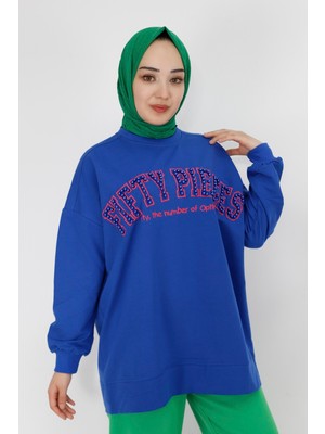 By Coolest Butik 23008 Boncuk ve Nakış Detaylı 2iplik Sweatshirt