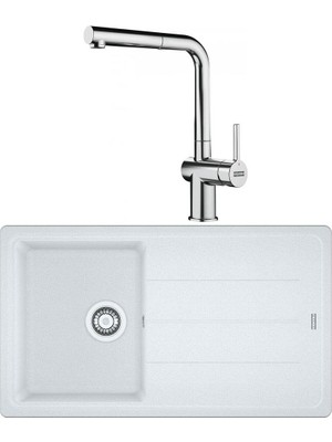 Franke Bfg 611 Granit Bianco Evye, Active Plus Doccia Krom Spiralli Armatür Seti