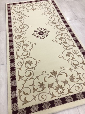 Burak Halı Saray Tifanny 10543 Krem-1 100X200 Kahve Krem 2 Metre Yolluk