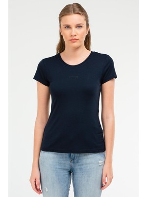Speedlife Lacivert Slim Fit Düz Modal O Yaka Kısa Kol Kadın Tişört - SF0601