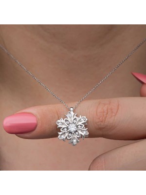 Gumush Gümüş Kar Tanesi Dönen Stres Kadın Kolye