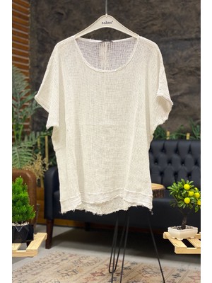 Sahnemoda Kısa Kol Ön Kısa File Detay Bluz