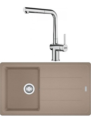 Franke Bfg 611 Granit Oyster Evye, Active Plus Doccia Krom Spiralli Armatür Seti