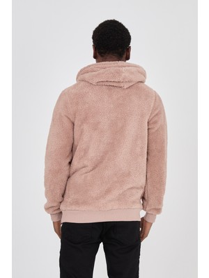 Grody Kapüşonlu Peluş Sweatshirt Hoody Pudra