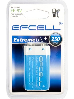 Efcell Şarjlı Pil 9V 250MAH Ni-Mh Efcell EF-9V