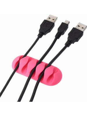 GongtuShop Pembe Stil 5 Delik USB Kablo Düzenleyici Kablo Kelepçesi Tel Sarıcı Kulaklık Kulaklık Tutacağı Kordon Silikon Klips Telefon Hattı Masaüstü Yönetimi (Yurt Dışından)