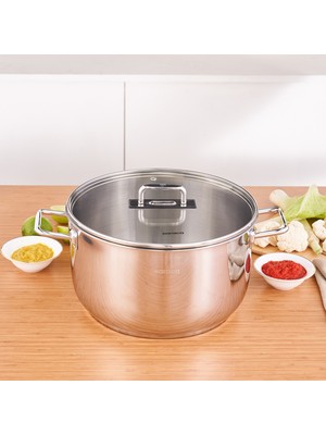 Karaca Grace 28 cm İndüksiyon Tabanlı Derin Tencere Paslanmaz Çelik Gümüş Renk 9.5 Lt