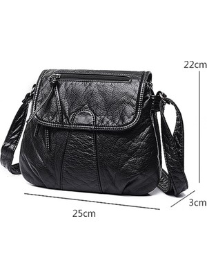 Qiuming Shop Siyah Stil 25CM3CM22CM Tasarımcı Kadın Çantası Yüksek Li Crossbody Çanta Yumuşak Pu Deri Omuz Çantası Moda Kadın Çantaları Çanta Çantalar (Yurt Dışından)