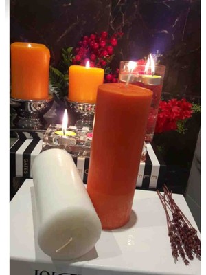 Iv Candles Homedecor 2'li Turuncu Beyaz Baton Mum