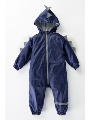 Modacity Yeni Sezon Sevimli Dinazor Dikenlipamuk Astarlı Kapüşonlu Çocuk-Bebek Yağmurluk Tulum