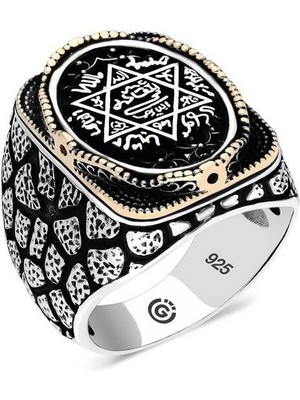 Gumush Gümüş Süleyman Mührü Oval Erkek Yüzük