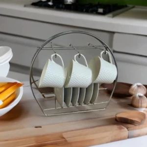 Krom Oval Kupa ve Fincan Askılığı Standı 6'lı
