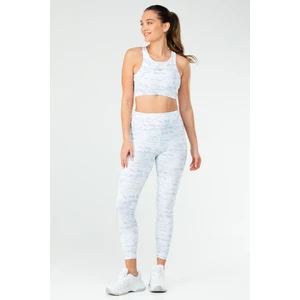 Beyaz Slim Fit Desenli Micro Açık Yaka Yüksek Bel Toparlayıcı Kadın Tayt Takım - SB0846
