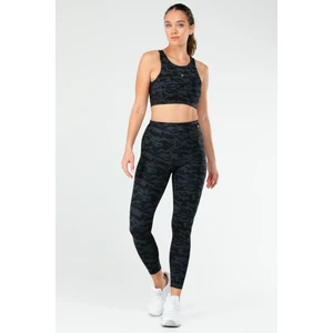Füme Slim Fit Desenli Micro Açık Yaka Yüksek Bel Toparlayıcı Kadın Tayt Takım - SB0846